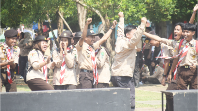 Pendidikan kepramukaan menjadi salah satu proses pembentukan kepribadian di sekolah. Foto: Humas dan Informatika Kwarcab Purbalingga.