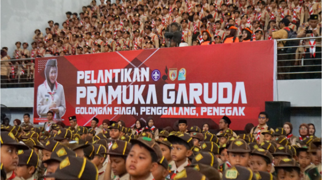 Kwarcab Gerakan Pramuka Kabupaten Purbalingga melantik Pramuka Garuda, di Sasana Krida GOR Goentoer Darjono Purbalingga, Kamis 19 Desember 2024