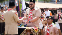 Prosesi timbang terima Estafet Tunas Kelapa Kwarda Jateng 2026 antara Kwarcab Purbalingga dan Kwarcab Banyumas sukses dan lancar